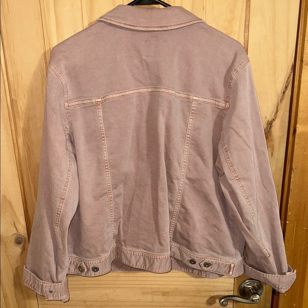 J. Jill Dusty Pink Stretch Denim Jacket - Picture 3 of 5